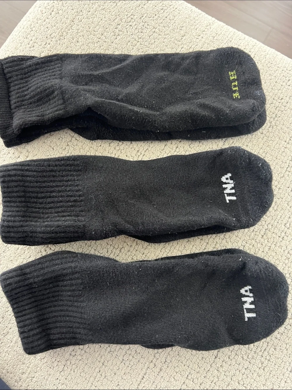 TNA Black Athletic Crew Socks with Subtle Logo